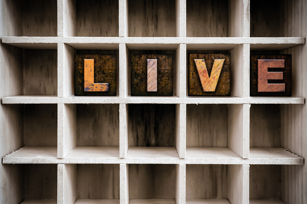 Live Concept Wooden Letterpress Type in Drawer - Photo, Image