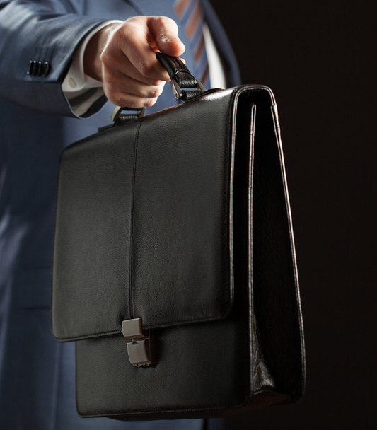 Businessman with leather briefcase - Foto, imagen