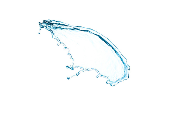 Blaues Wasser spritzt isoliert auf weißem Hintergrund - Foto, Bild