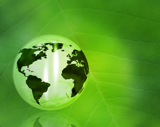 Globe on abstract leaf background - Photo, Image