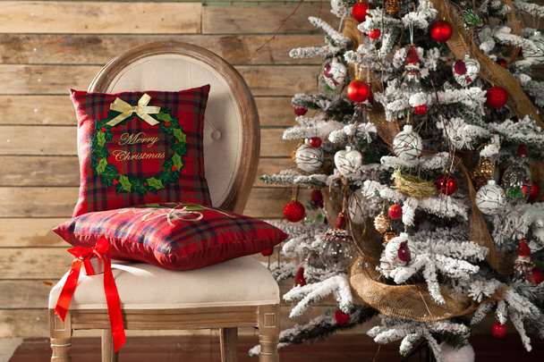 Christmas decorated fir tree with gifts and Christmas decor - Фото, зображення
