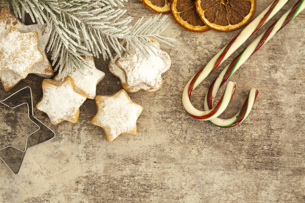 Christmas cookies on wooden table - Zdjęcie, obraz