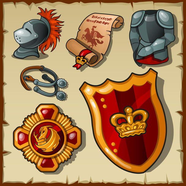 Knight vector set, uniforms and symbols - Wektor, obraz