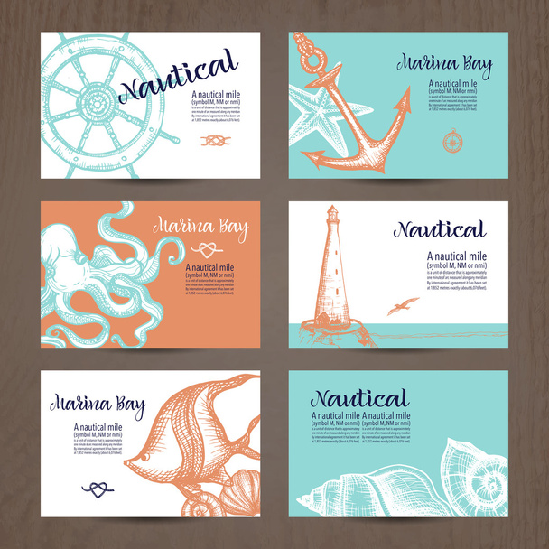 Nautical Card Set - Vector, Image