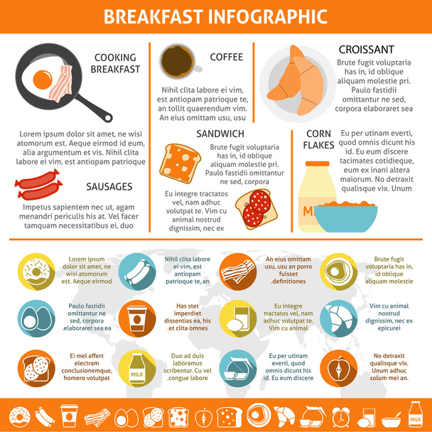Breakfast Flat Color Infographic - Vecteur, image