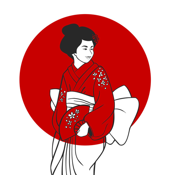 Geisha Portrait Illustration - Vektor, Bild