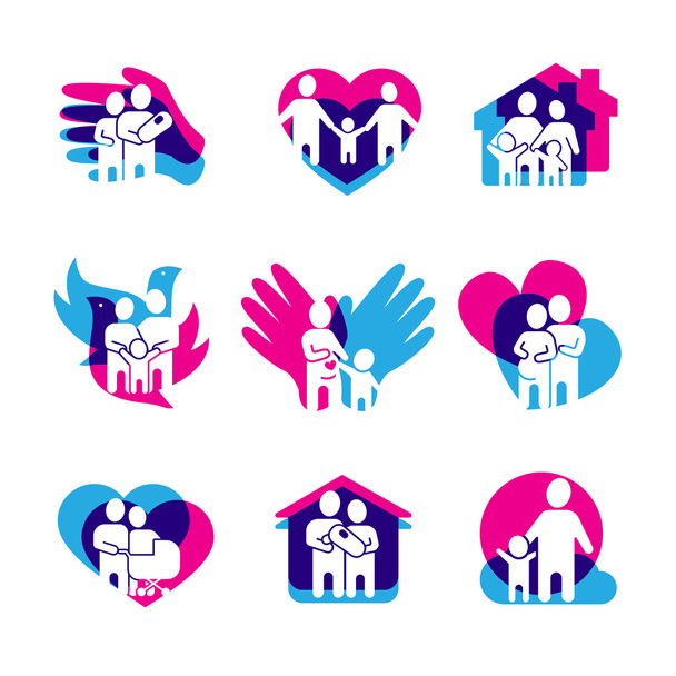 家族のロゴを設定 - ベクター画像