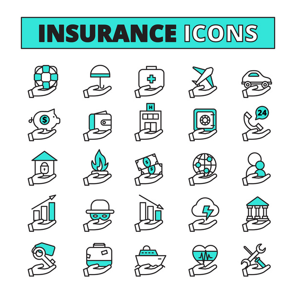 Conjunto de iconos de seguro
 - Vector, imagen