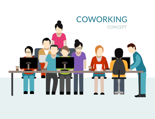Coworking Center Concept - Vector, Image