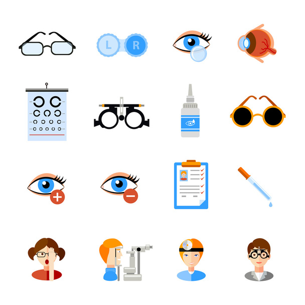 Ophthalmology Icons Set - Vector, Image