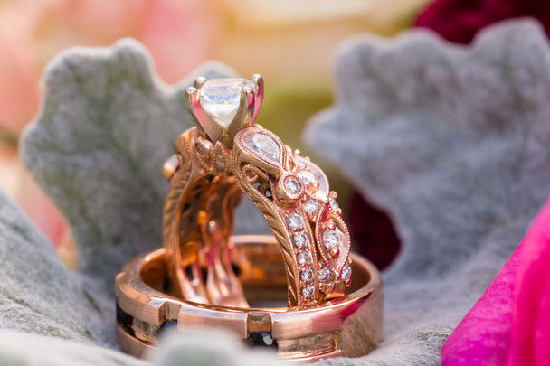 Custom Rose Gold Wedding Rings Jewelry - Fotó, kép