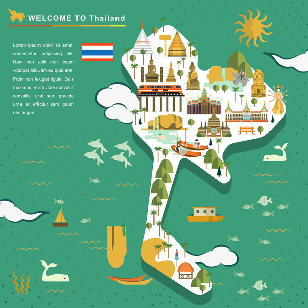 Thailand reizen concept poster - Vector, afbeelding