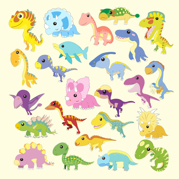σύνολο συλλογών δεινόσαυρος κινουμένων σχεδίων  - Διάνυσμα, εικόνα