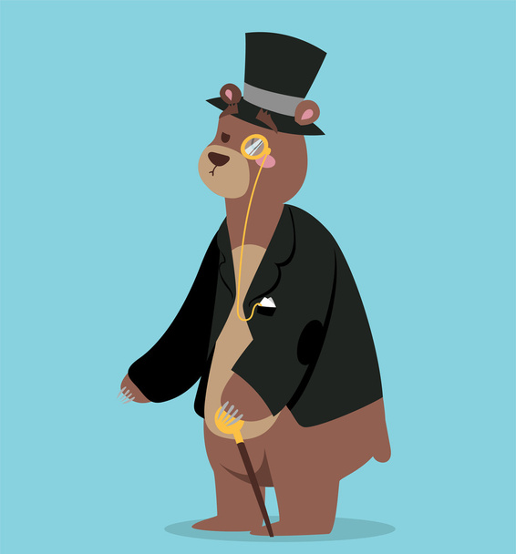 Cartoon bear business man vector portrait illustration on background - Vektor, obrázek