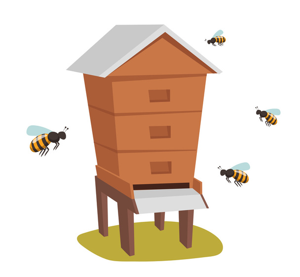 Apiary honey bee house apiary vector illustrations - Διάνυσμα, εικόνα