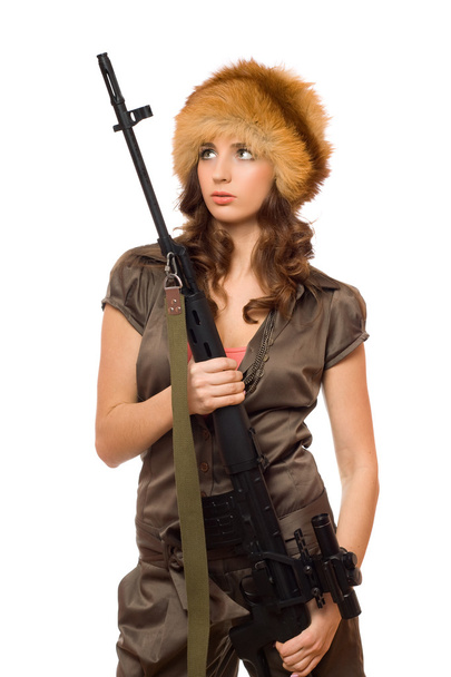 Hot woman with a rifle - Photo, Image