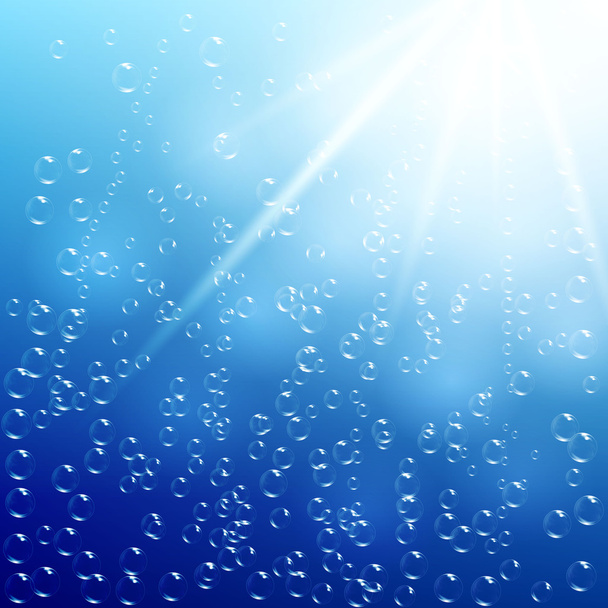Sfondo acqua con bolle d'aria e luce solare
 - Vettoriali, immagini