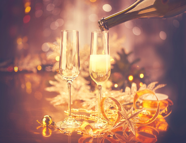 . New Year holiday decorated table. - Foto, imagen