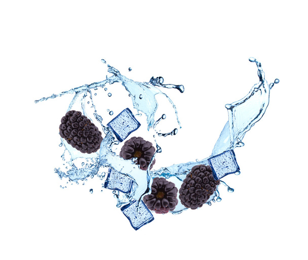 Water splash with blackberries - Foto, afbeelding