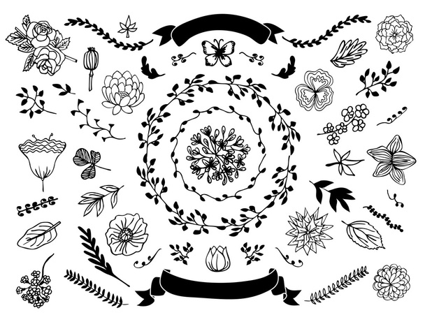 Set of hand-drawn decorative elements - Διάνυσμα, εικόνα