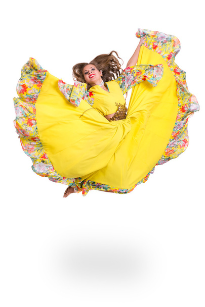 Flamenco dancer  woman posing, isolated on white in full length - Zdjęcie, obraz