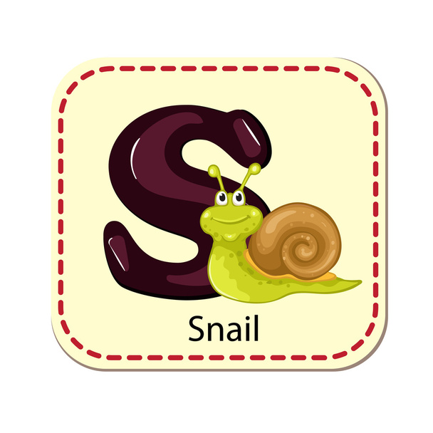 Illustration of isolated alphabet S for snail - Vector, Imagen