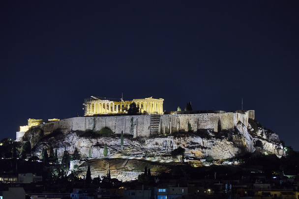 Atenas, Grecia, vista nocturna del Partenón en la Acrópolis
 - Foto, Imagen
