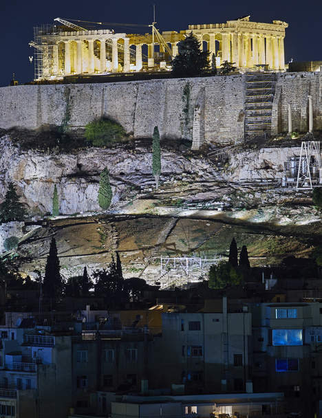 Atenas, Grecia, vista nocturna del Partenón en la Acrópolis
 - Foto, Imagen