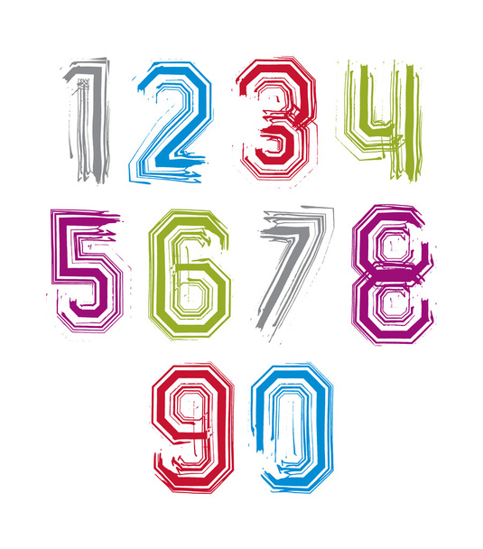 Multicolored handwritten numbers - Вектор, зображення