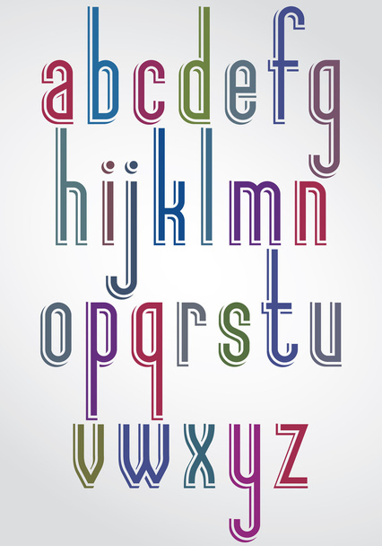 Colorful slim font - Vector, Image
