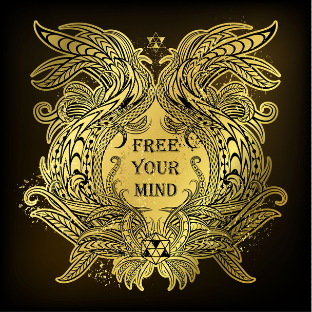 Motivation Free your mind in ethnic frame - Vector, Image