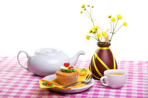 Continental colorful breakfast on a light background - Photo, image
