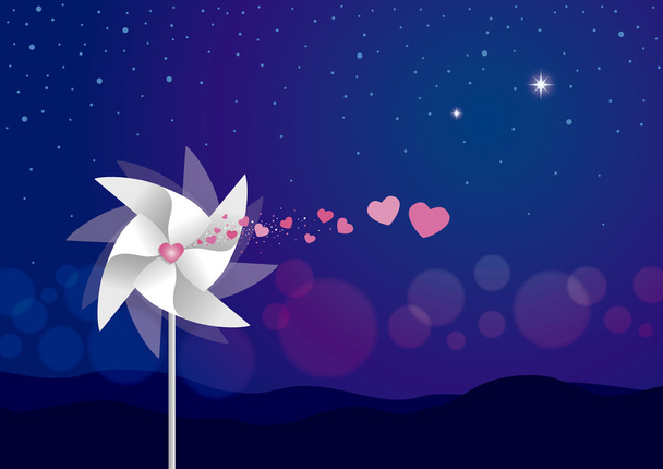Windmill with heart - Vector, Image