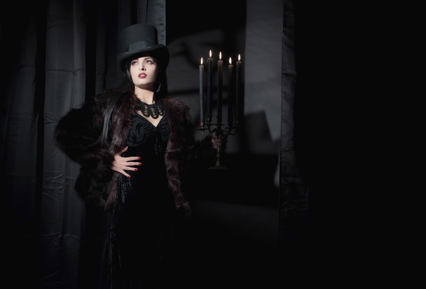Dark mysterious witch fashion woman. - Photo, Image