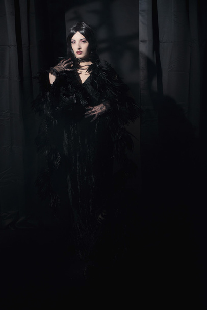 Dark mysterious witch fashion woman. - 写真・画像