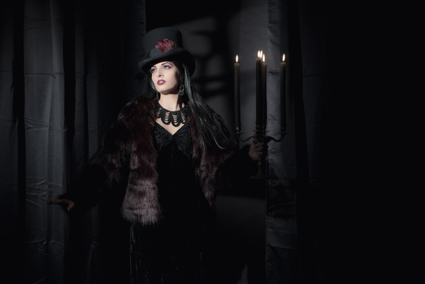Dark mysterious witch fashion woman. - Photo, Image