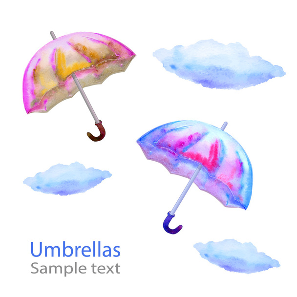 brightly colored umbrella watercolor - Vetor, Imagem