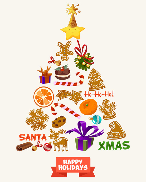 karácsonyfa képeslap - Vektor, kép