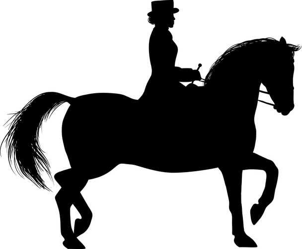 Silhueta de uma mulher a cavalo
 - Vetor, Imagem