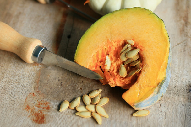 fresh pumpkin with seeds - Photo, Image