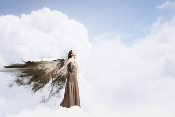 Angel girl flying high - Foto, Imagen