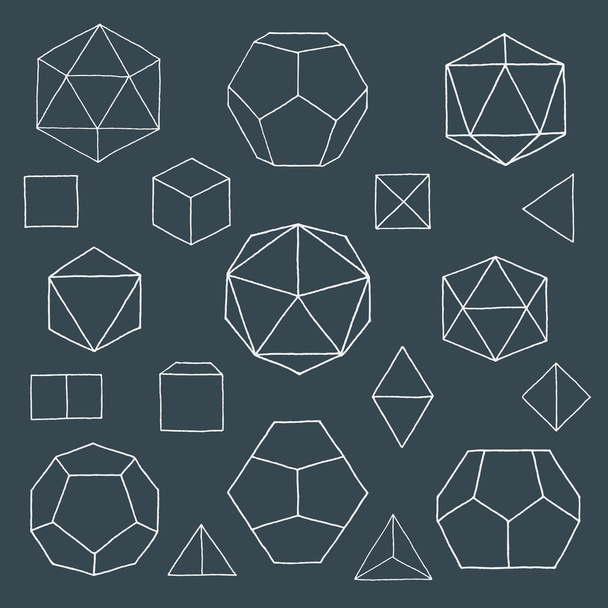 hand drawn polyhedrons collectio - Vektori, kuva