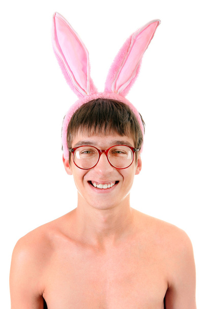 Young Man in Bunny Ears - Photo, Image