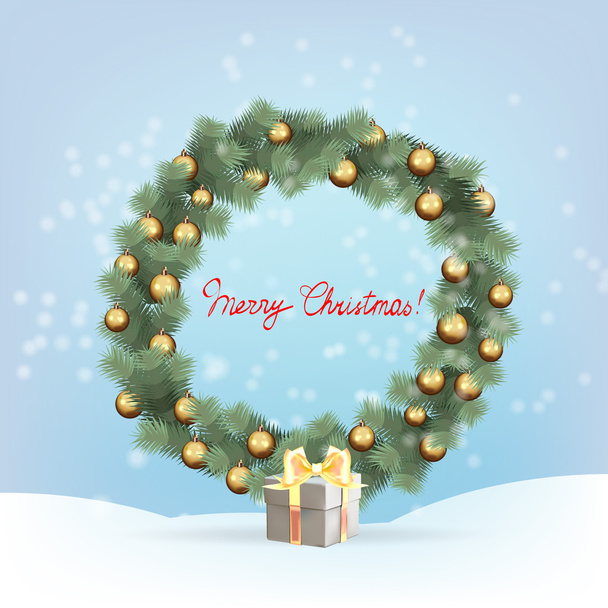 nuovo anno, il modello per gli auguri con alberi di Natale decorati con palline, vettore isolato, elementi per il disegno biglietto di auguri con fiocchi di neve, rami di abete, cornice di prua, biglietto, corona
 - Vettoriali, immagini