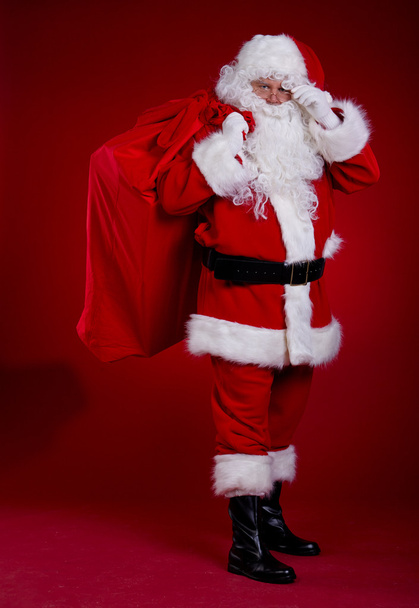 Santa Claus with a bag of gifts - Фото, изображение