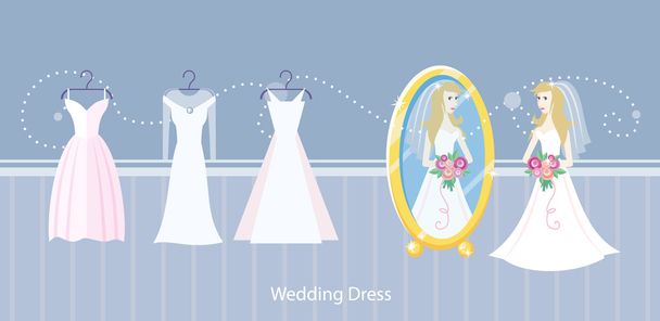 Wedding dress design flat style - Вектор, зображення