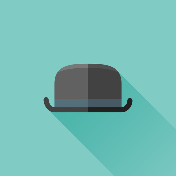 Bowler hat flat icon - Vector, Image