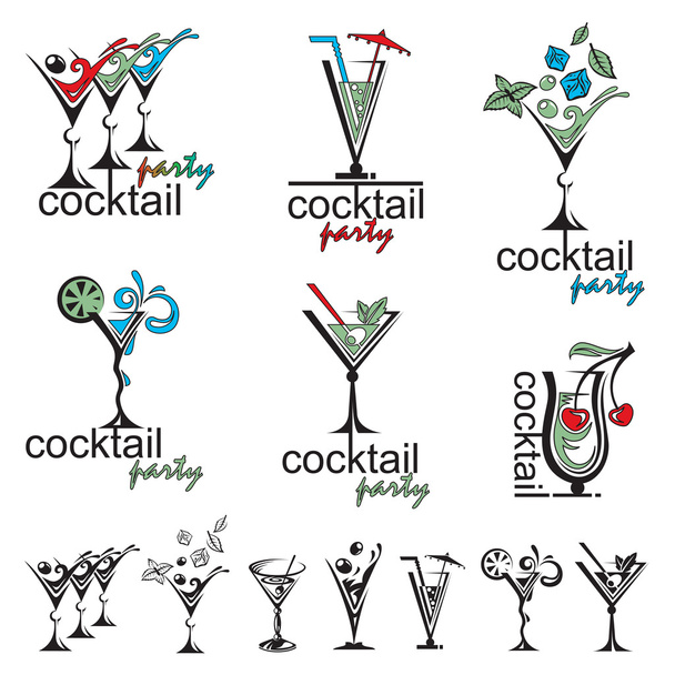 cocktail glass collection - Vector, Image