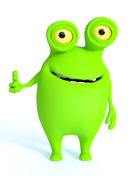 Cute green monster doing a thumbs up. - Photo, Image