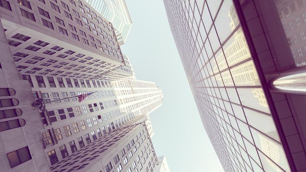 Retro stylized photo of skyscrapers in Manhattan, NYC. - Photo, image